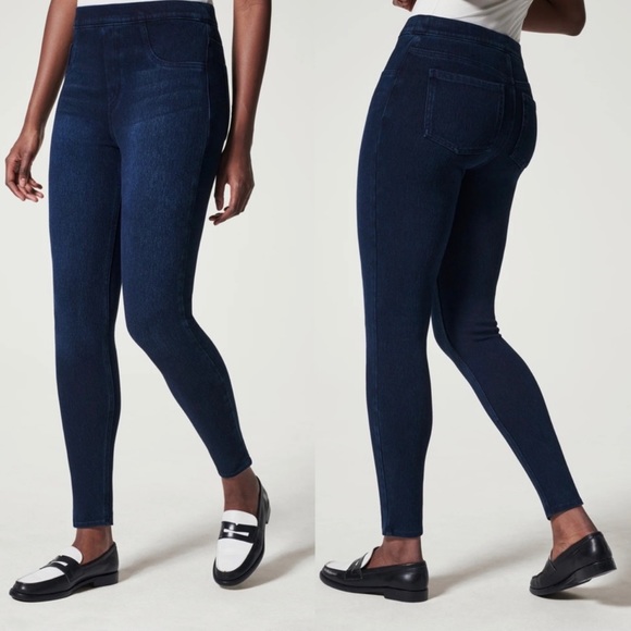 Spanx Jean-ish Ankle Leggings Pull-On Denim with Slimming Tummy Control Size M - Picture 2 of 15